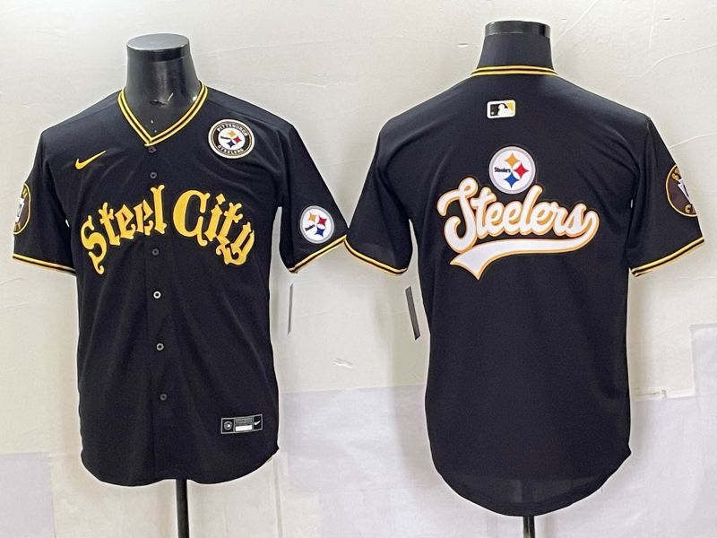 Men 2025 Nike Pittsburgh Steelers Blank Black Limited NFL Jersey style 0056